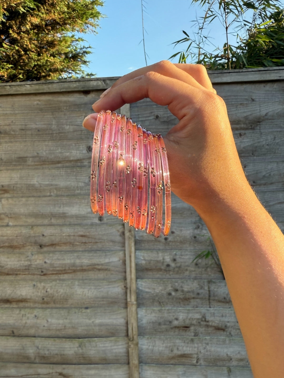 Rangeen glass bangle set ~ Pale/Dusty Pink