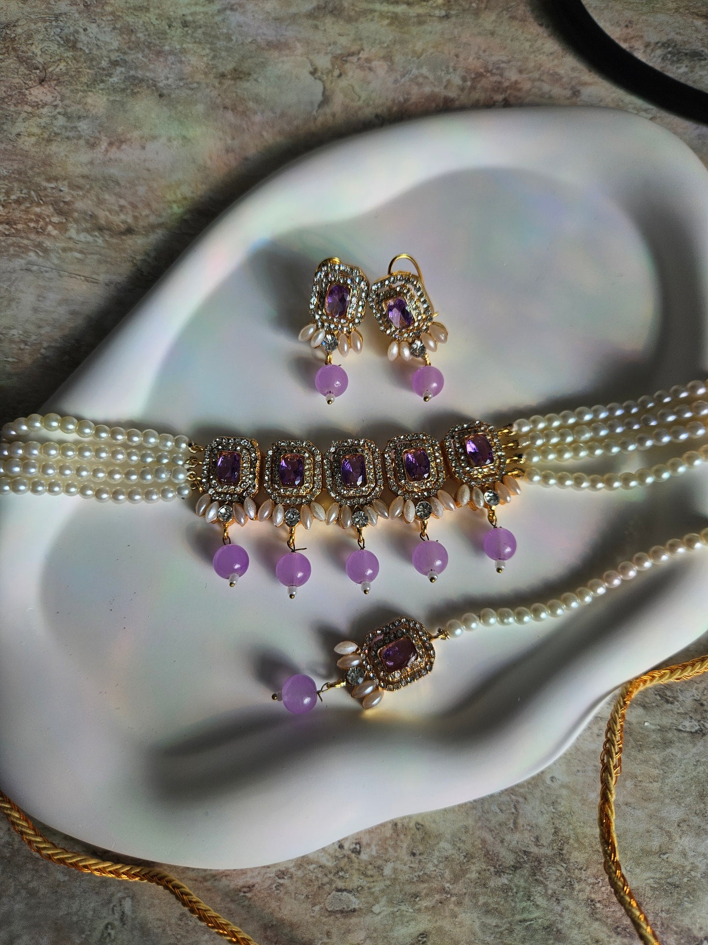 Nusrat jewellery set - lavender